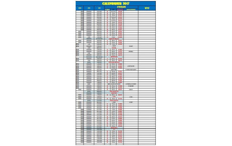 Calendrier des Dimanches 2017