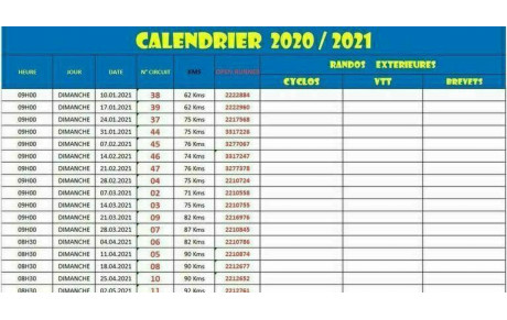 RANDO DU DIMANCHE 2020/2021